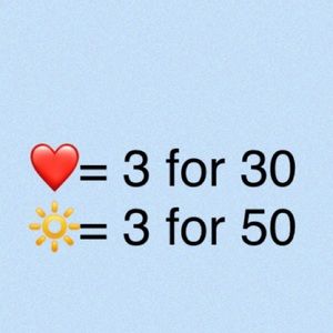 ❤️ is 3 items for 30🔆 is 3 items for 50